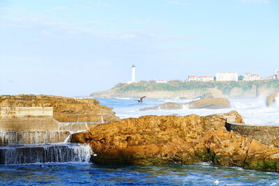 Coastline at Biarritz, view of Lighthouse