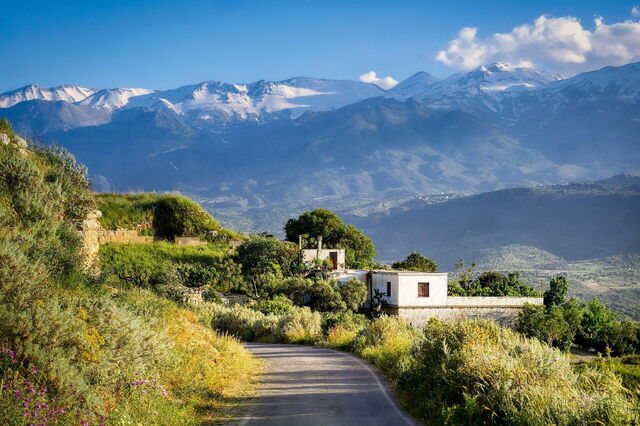 A road through the mountains in Crete