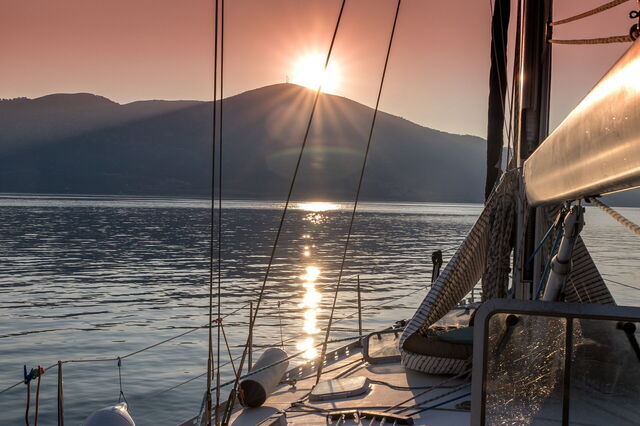 Sunrise from a boat, Ionian Islands