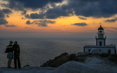 A sunset in Santorini