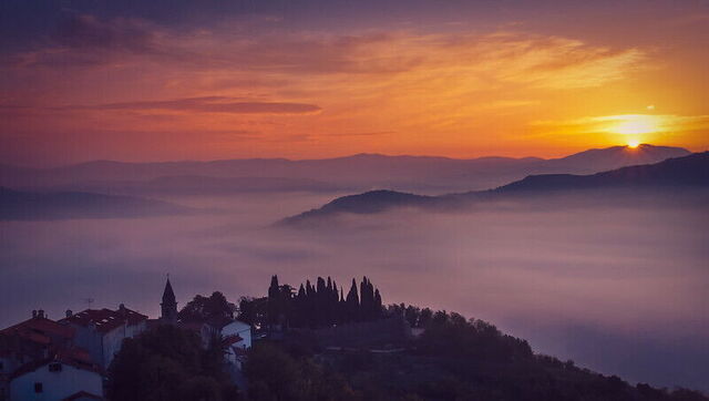 Sunrise over Motovun