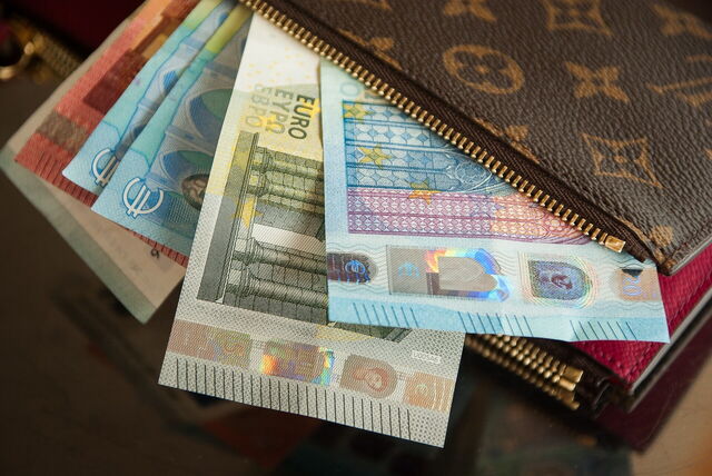 Euros in a wallet