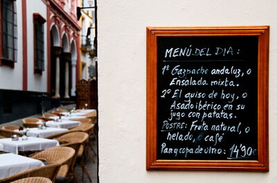 Menu in Seville