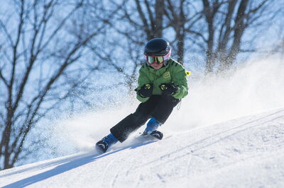 A boy skiing