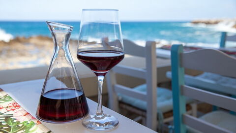 Enjoying a glass of wine in Crete