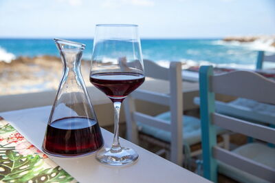Enjoying a glass of wine in Crete