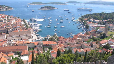 Hvar Harbour, looking out onto the islands