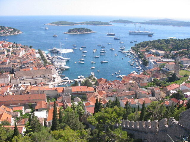 Hvar Harbour, looking out onto the islands