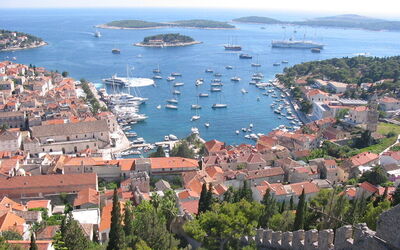 Hvar Harbour, looking out onto the islands