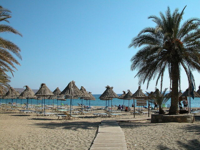 Vai Beach, parasols