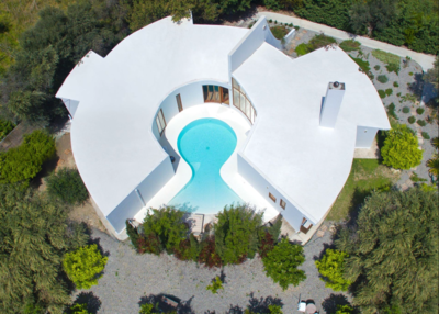 Aerial shot of Villa Ixia