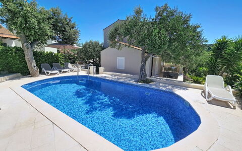 Vinka: Blue, Swimming Pool, Composite Material, Concrete, Shade, Resort, Landscaping, Water Feature, Villa, Backyard