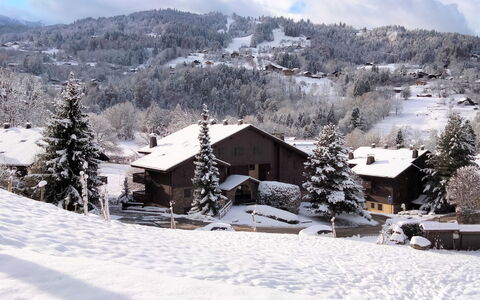 Les Huskies: Cloud, Snow, Sky, Mountain, Tree, House, Slope, Building, Window, Natural Landscape