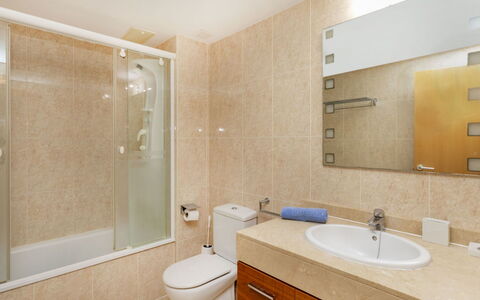 Vistamar: Bathroom, Bathroom Sink, Plumbing Fixture, Sink, Flooring, Interior Design, Wall, Floor, Mirror, Bathroom Cabinet