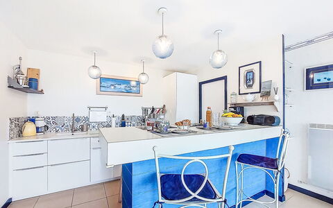 Ty Greg: Blue, Interior Design, Furniture, Flooring, Kitchen, Countertop, Floor, Room, Cabinetry, Ceiling