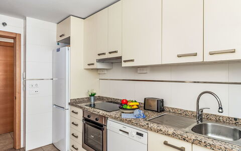 Alamar: Kitchen, Kitchen Appliance, Countertop, Major Appliance, Cabinetry, Flooring, Wood, Interior Design, Furniture, Kitchen Sink