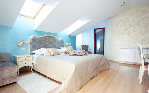 Villa Mustra: Bedroom, Room, Furniture, Interior Design, Property, Ceiling, Wall, Bed, Floor, Bed Frame