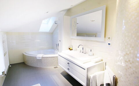 Villa Mustra: Bathroom, Room, Property, Interior Design, Bathtub, Floor, Building, Architecture, House, Plumbing Fixture