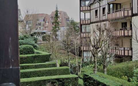 Deauville-Trouville 283: Plant, Building, Property, Window, Tree, Urban Design, Sky, Woody Plant, Stairs, House