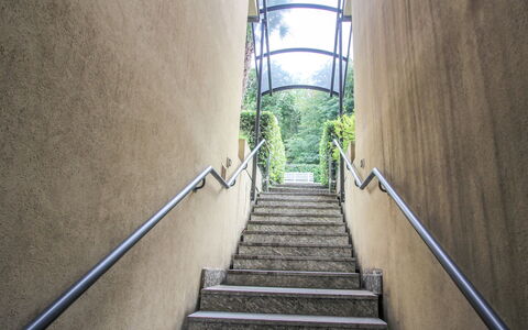 La Romantica: Stairs, Water, Wall, Wood, Symmetry, Composite Material, Plant, Arch, Road, Concrete