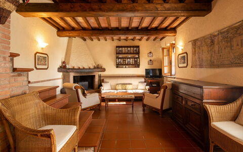 Villa Del Colle: Furniture, Couch, Picture Frame, Wood, Living Room, Building, Interior Design, Floor, Chair, Table