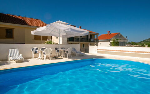 Orebić 121: Water, Sky, Property, Building, Swimming Pool, Azure, House, Plant, Outdoor Furniture, Sunlounger