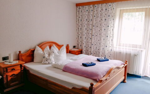 Aschau im Zillertal 495: Furniture, Bed, Bedroom, Interior Design, Wood, Bed Sheet, Bedding, Room, Flooring, Floor
