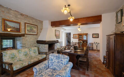 Podere Schignano: Picture Frame, Table, Property, Couch, Furniture, Azure, Wood, Living Room, Interior Design, Chair