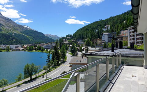 St. Moritz 23: Mountain Range, Mountain, Mountainous Landforms, Alps, Sky, Reservoir, Lake, Architecture, Hill Station, Tourism