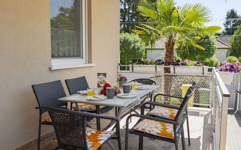 Beige: Furniture, Chair, Outdoor Furniture, Table, Outdoor Table, Interior Design, Kitchen & Dining Room Table, Patio, Shade, Garden