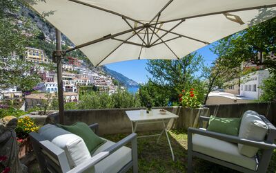 Villa Deli, In Positano, Sea View, Ac: Plant, Furniture, Property, Table, Plant Community, Flowerpot, Building, Shade, Outdoor Furniture, Sky