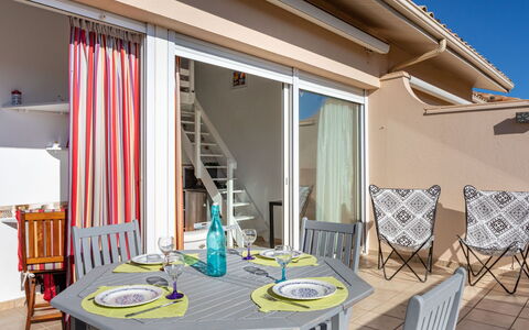Les Reflets: Table, Furniture, Building, Property, Chair, Azure, Wood, Window, Shade, Lighting