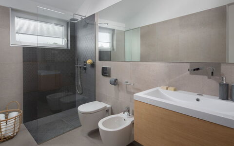 Santa Marina: Bathroom, Property, Room, Bathtub, Interior Design, Architecture, Floor, Plumbing Fixture, Tap, Wall