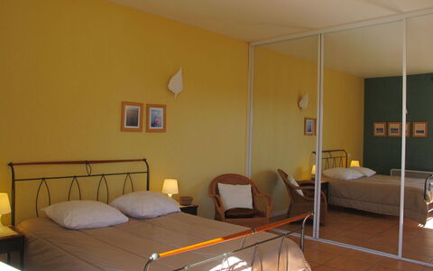 Les Pinasses: Room, Furniture, Bed, Bedroom, Property, Interior Design, Bed Sheet, Bed Frame, Floor, Wall