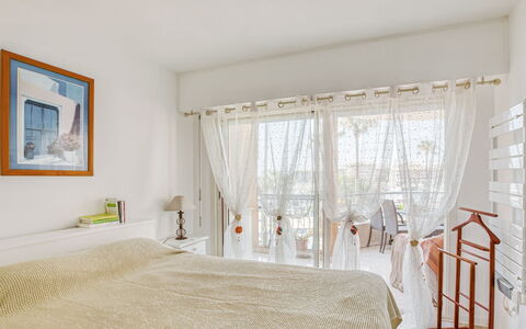 Fréjus 504: Bedroom, Room, Property, Furniture, Bed, Interior Design, Bed Frame, Ceiling, Bed Sheet, Curtain
