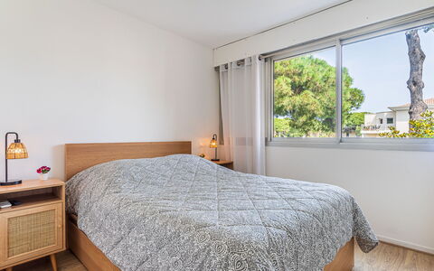 Hyères 220: Bed, Bedroom, Interior Design, Furniture, Wall, Bedding, Bed Sheet, Flooring, Wood, Floor