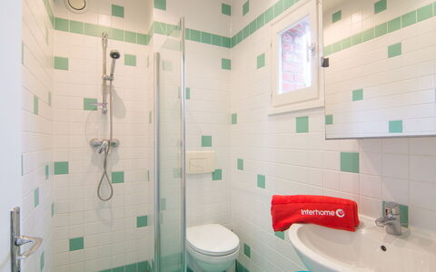 Petit Acacia: Plumbing Fixture, Property, Shower Head, Green, Sink, Bathroom, Shower, Tap, Blue, Building