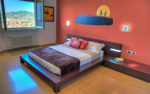 Villa Il Poggiolo Apartments - Diano Marina: Bedroom, Furniture, Bed, Room, Interior Design, Property, Bed Frame, Bed Sheet, Floor, Wall