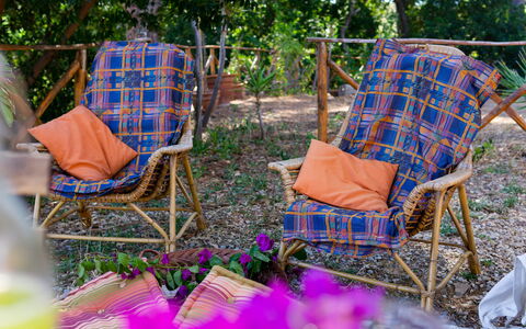 Terre Di Bea Cottage By The Sea Cefalu': Chair, Textile, Furniture, Design, Pattern, Tree, Leisure, Yard, Backyard, Plant