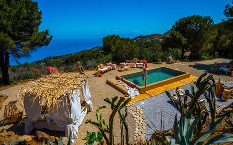 Terre Di Bea Cottage By The Sea Cefalu': Sky, Plant, Water, Azure, Natural Landscape, Tree, Swimming Pool, Arecales, Outdoor Furniture, Biome