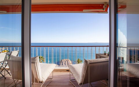Cagnes-Sur-Mer 123: Sky, Water, Property, Chair, Shade, Wood, Interior Design, Body Of Water, Floor, Outdoor Furniture