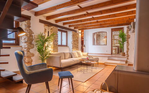 Biniarroi Charm & Quality: Furniture, Property, Plant, Couch, Wood, Houseplant, Lighting, Interior Design, Chair, Flooring