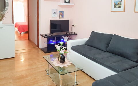 Fažana Peroj 106: Living Room, Furniture, Room, Property, Floor, Interior Design, Coffee Table, Couch, Table, Building