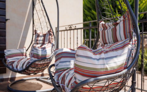 Villa Willheim: Furniture, Outdoor Furniture, Chair, Wicker, Natural Material, Living Room, Cushion, Design, Patio, Armrest