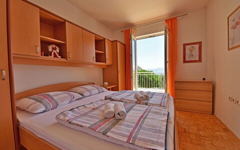 Novi Vinodolski 128: Bedroom, Property, Room, Furniture, Bed, Bed Sheet, Building, Bed Frame, Floor, Interior Design