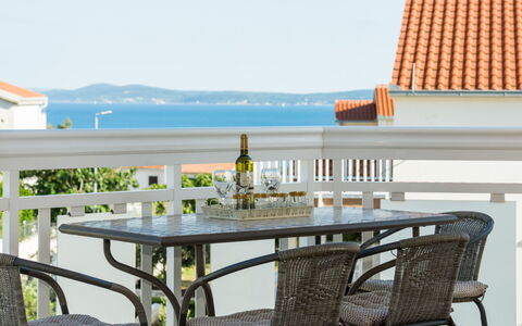 Trogir Okrug Gornji 314: Table, Furniture, Sky, Water, Chair, Outdoor Table, Outdoor Furniture, Building, Tableware, Wood