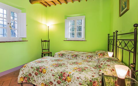 Villa Il Pellicano: Interior Design, Furniture, Bedroom, Bed, Ceiling, Room, Floor, Flooring, Textile, Lighting