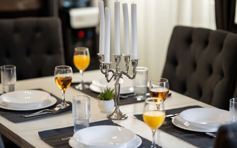 Jure: Furniture, Tableware, Table, Serveware, Stemware, Drinkware, Dishware, Plate, Food