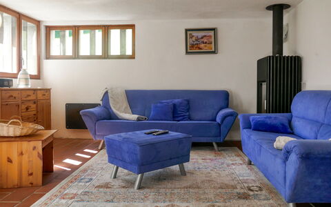 Sole: Living Room, Furniture, Room, Blue, Interior Design, Property, Floor, Couch, Wall, Building