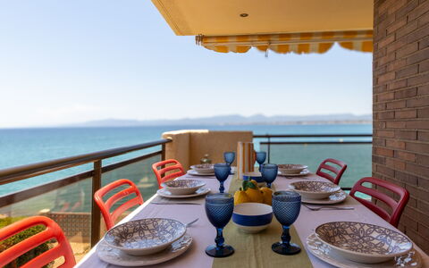Cala D'Or: Furniture, Wood, Table, Chair, Floor, Sea, Kitchen & Dining Room Table, Wood Stain, Shade, Ocean